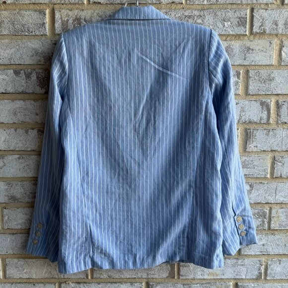 FRNCH Long Sleeve One Button Blue/White Striped Blazer Jacket Women's Size S - Picture 2 of 10